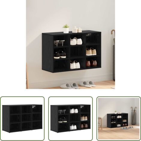 Armadio per corridoio -  Mobile per scarpe con lo scaffale Rovere Nero 77,5 x 30 x 51 cm