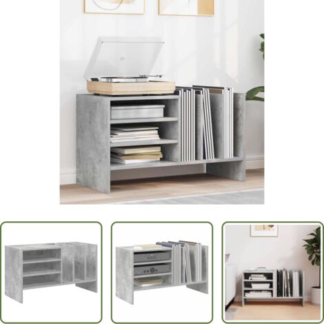 Armadio per dischi - Mobile porta vinili Grigio cemento 78.5 x 35 x 45 cm