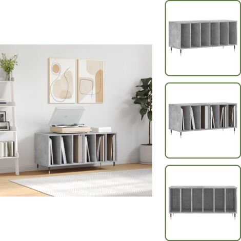 Armadio per dischi - vidaXL Mobile Porta Dischi Grigio Cemento 100x38x48 Legno Multistrato - Scaffale per dischi