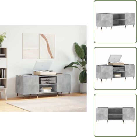 Armadio per dischi - vidaXL Mobile Porta Dischi Grigio Cemento 121x38x48 Legno Multistrato - Scaffale per dischi