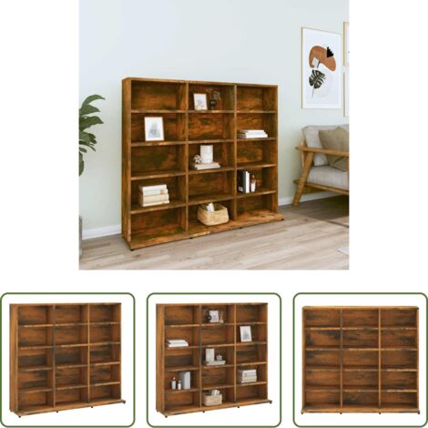 Armadio per DVD -  Mobile Porta CD Rovere Fumo 100x23x89,5 cm in Legno Multistrato