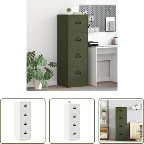 Armadio per file -  Armadio per File con cassetto Verde oliva 45,5 x 42 x 139 cm