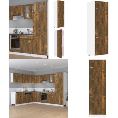 Armadio per Frigo “Lyon” Rovere Fumo 60x57x207 cm - Armadio cucina - Armadio per frigo