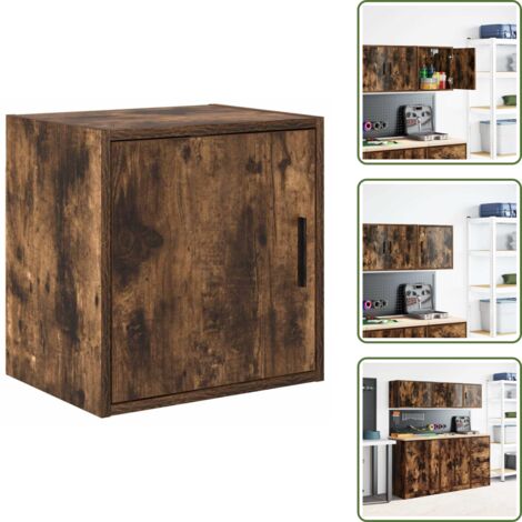 Armadio per garage con porta - vidaXL Pensile per Garage Rovere Fumo in Legno Multistrato - Armadio per garage multistrato