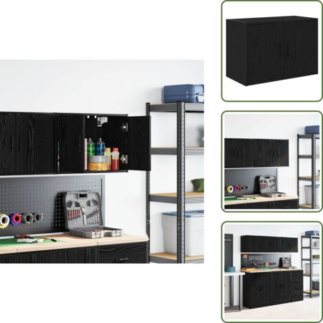 Armadio per garage multistrato - vidaXL Pensile per Garage Nero in Legno Multistrato - Armadio per garage con porta