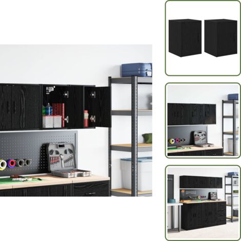 Armadio per garage - vidaXL Pensili per Garage 2 pz Neri in Legno Multistrato - Armadio in legno
