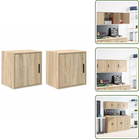 Armadio per garage - vidaXL Pensili per Garage 2 pz Rovere Sonoma in Legno Multistrato - Mobili per garage