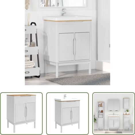Armadio per lavabo -  Armadio per Lavabo da Bagno FLORO Bianco 60 x 40 x 80 cm