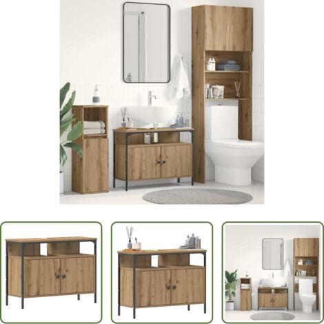 Armadio per lavabo -  Armadio per Lavabo da Bagno rovere artigianale 80 x 30 x 60 cm