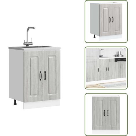Armadio per lavello - vidaXL Mobile base lavello Kalmar Grigio Sonoma 60x46x81,5 cm - Armadio da cucina con porte