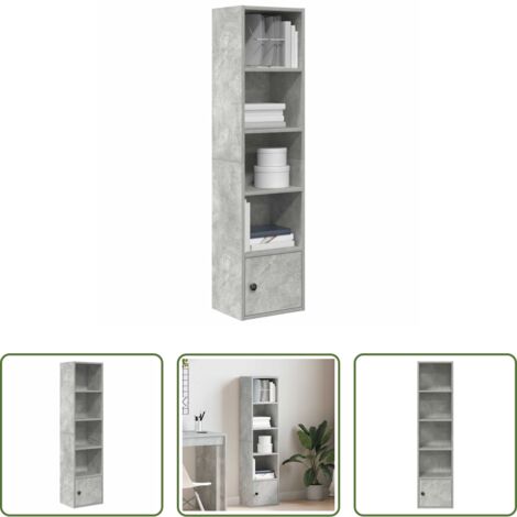 Armadio per libri -  Libreria Grigio Cemento 31x24x127 cm in Legno Multistrato