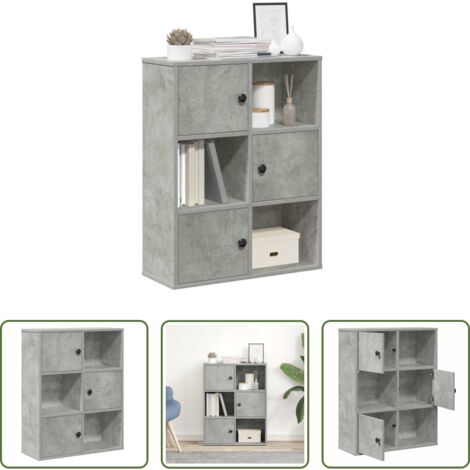 Armadio per libri -  Libreria Grigio Cemento 60x24x76,5 cm in Legno Multistrato