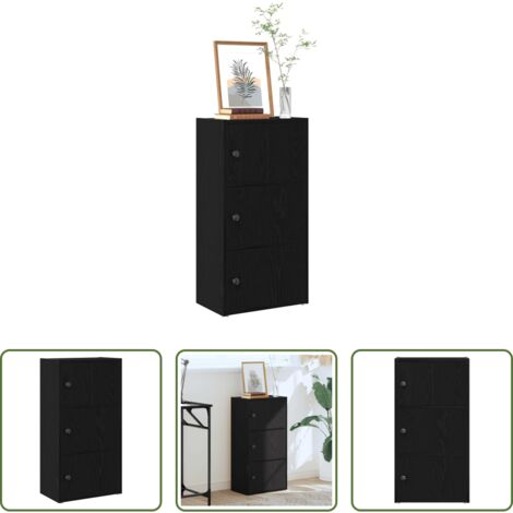 Armadio per libri -  Libreria Rovere Nero 40x24x77 cm in Legno Multistrato