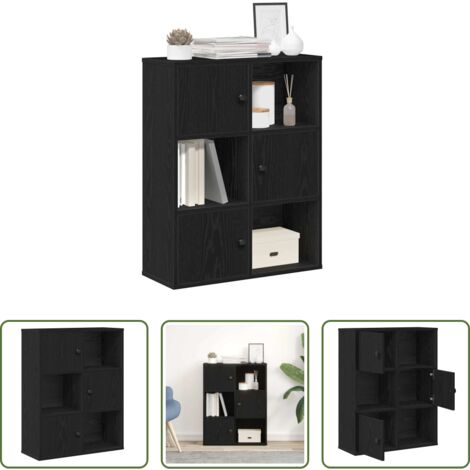 Armadio per libri -  Libreria Rovere Nero 60x24x76,5 cm in Legno Multistrato