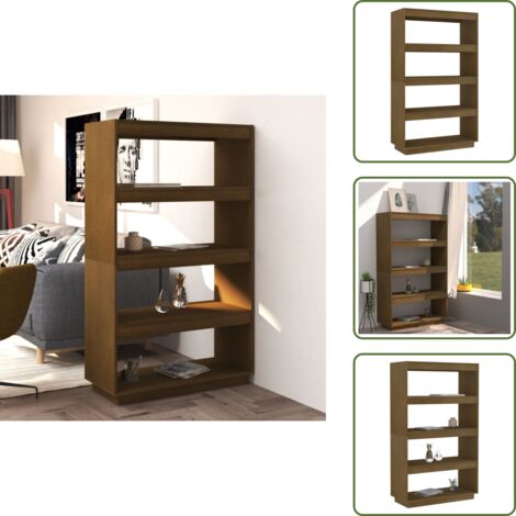 Armadio per libri - vidaXL Libreria/Divisorio Ambra 80x35x135 cm in Massello di Pino - Libreria marrone ambra