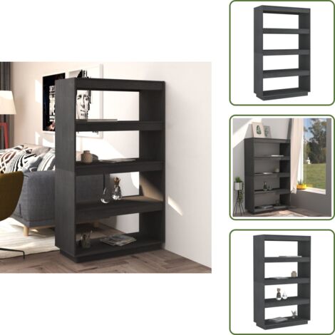 Armadio per libri - vidaXL Libreria/Divisorio Grigio 80x35x135 cm Legno Massello di Pino - Libreria grigia