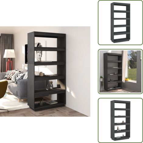 Armadio per libri - vidaXL Libreria/Divisorio Grigio 80x35x167 cm in Massello di Pino - Libreria grigia