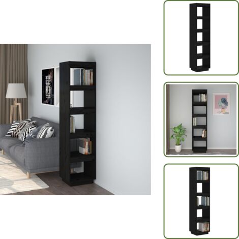 Armadio per libri - vidaXL Libreria/Divisorio Nero 40x35x167 cm in Legno Massello di Pino - Libreria nero