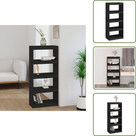 Armadio per libri - vidaXL Libreria/Divisorio Nero 60x30x135,5 cm Legno Massello di Pino - Libreria nero