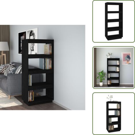 Armadio per libri - vidaXL Libreria/Divisorio Nero 60x35x135 cm in Legno Massello di Pino - Libreria nero