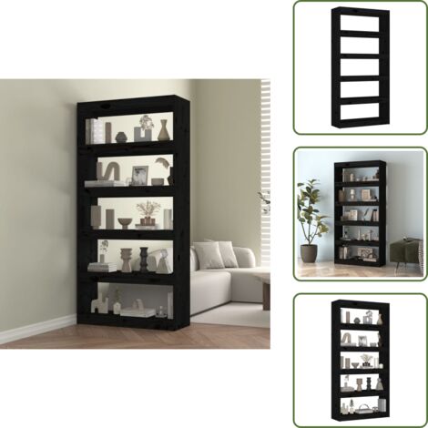 Armadio per libri - vidaXL Libreria/Divisorio Nero 80x30x167,4 cm Legno Massello di Pino - Libreria nero