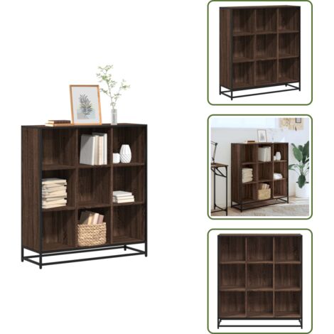 Armadio per libri - vidaXL Libreria Rovere Marrone 97,5x33x107,5 cm Multistrato e Metallo - Scaffale per oggetti