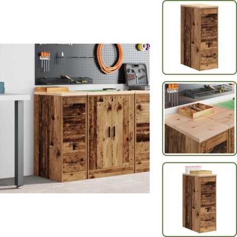 Armadio per officina - vidaXL Armadietto per Garage in Legno Vecchio 30x51x85 cm - Armadio per garage