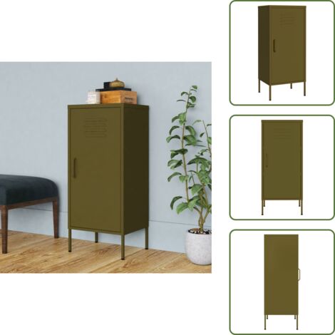 Armadio per organizzare - vidaXL Armadietto Verde Oliva 42,5x35x101,5 cm in Acciaio - Armadio con ripiani regolabili