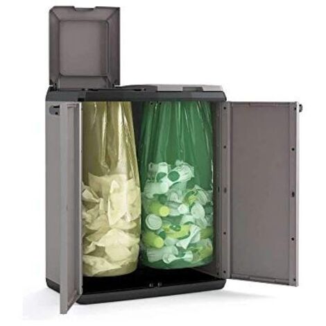 Armadio per Raccolta Differenziata 68x39x85 cm Keter Split Cabinet Basic Grigio