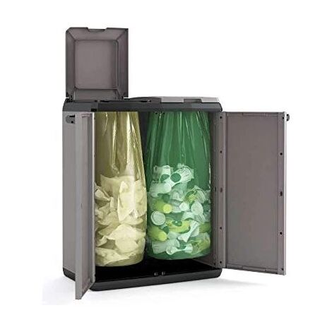 Armadio per Raccolta Differenziata 68x39x85 cm Keter Split Cabinet Basic Grigio