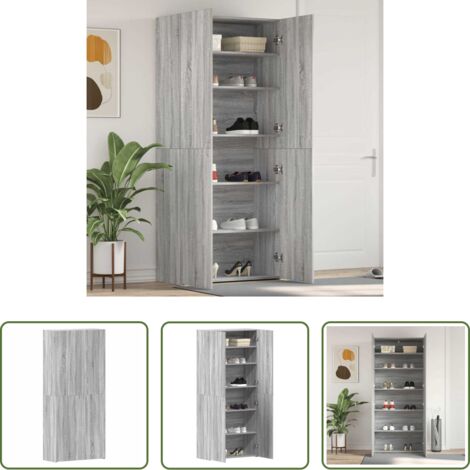 Armadio per scarpe grigio -  Mobile per scarpe Grigio 80 x 35.5 x 180 cm Legno multistrato