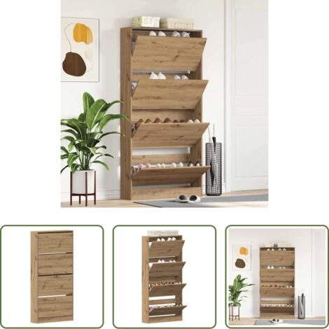 Armadio per scarpe moderno -  Mobile per scarpe Rovere artigianale 80 x 21 x 163,5 cm
