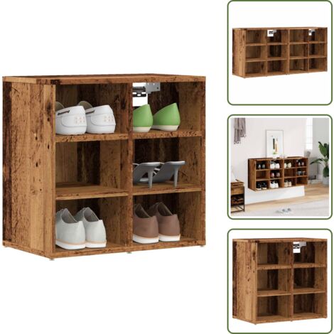 Armadio per scarpe - vidaXL Scarpiere 2 pz Legno Antico 52x30x50 cm - Armadietto in legno