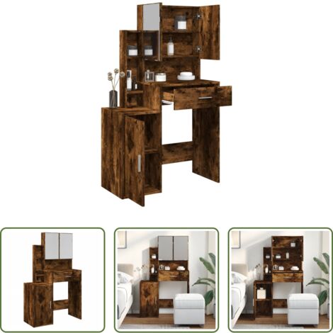 Armadio per trucco -  Toeletta con Armadietto Rovere Fumo 80x35x132 cm
