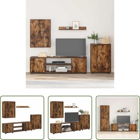 Armadio per TV -  Set mobile TV 4 pcs Rovo affumicato Legno multistrato