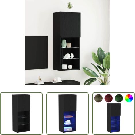 Armadio per tv -  Set mobile TV Rovere Nero 40,5 x 30 x 102 cm Legno multistrato