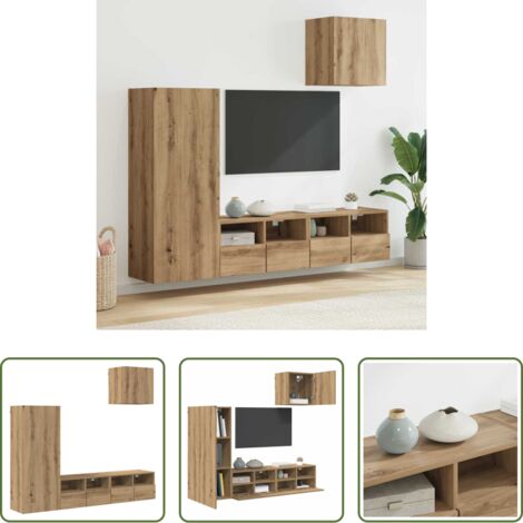 Armadio per TV -  Unità per TV a Muro 4 pcs Rovere artigianale Legno multistrato
