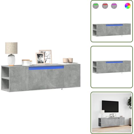 Armadio per TV - vidaXL Mobile TV a Parete con Luci LED Grigio Cemento 135x31x39,5 cm - Armadio salvaspazio