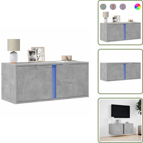 Armadio per TV - vidaXL Mobile TV a Parete con Luci LED Grigio Cemento 80x31x35 cm - Armadio salvaspazio