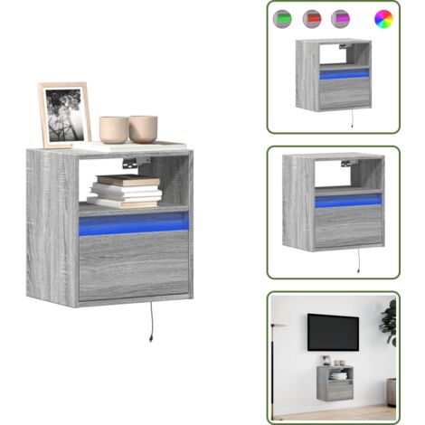 Armadio per TV - vidaXL Mobile TV a Parete con Luci LED Grigio Sonoma 41x31x45 cm - Armadio salvaspazio
