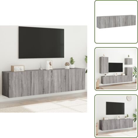 Armadio per TV - vidaXL Mobili TV a Parete 2pz Grigio Sonoma 80x30x41 cm - Armadio a parete
