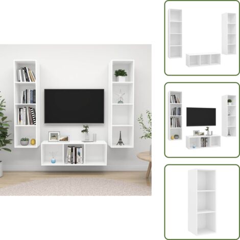 Armadio per TV - vidaXL Set Mobile TV 3 pz Bianco in Truciolato - Mobile TV