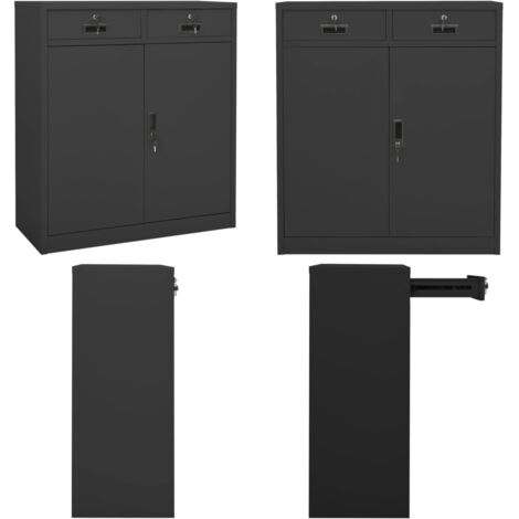 Armadio per Ufficio Antracite 90x40x102 cm in Acciaio - Armadio in acciaio - Armadio a schedario