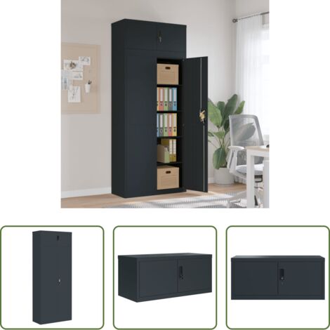 Armadio per ufficio -  Armadio Classificatore Antracite 90x40x220 cm in Acciaio