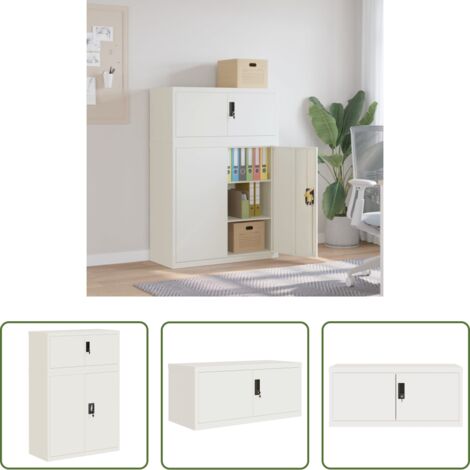Armadio per ufficio -  Armadio Classificatore Bianco 90x40x130 cm in Acciaio