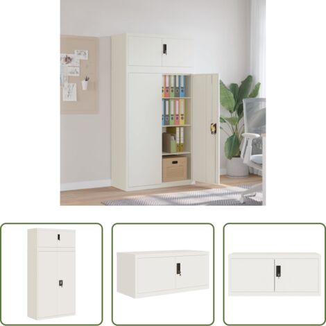Armadio per ufficio -  Armadio Classificatore Bianco 90x40x180 cm in Acciaio