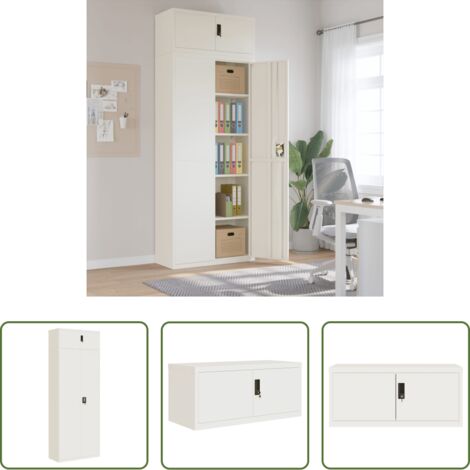 Armadio per ufficio -  Armadio Classificatore Bianco 90x40x240 cm in Acciaio