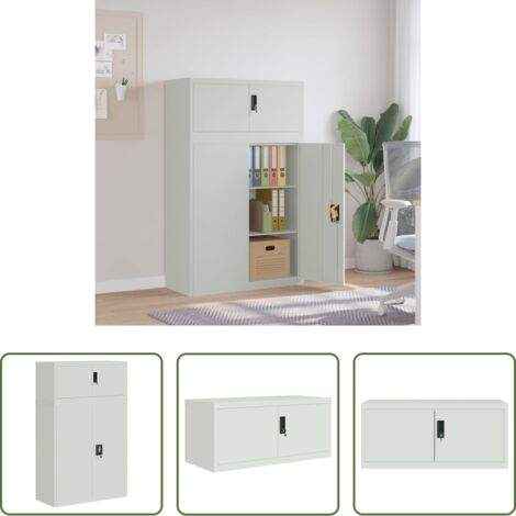 Armadio per ufficio -  Armadio Classificatore Grigio Chiaro 90x40x145 cm in Acciaio