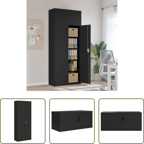 Armadio per ufficio -  Armadio Classificatore Nero 90x40x220 cm in Acciaio