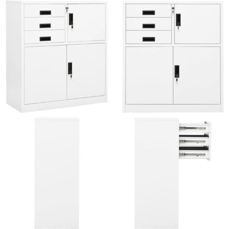 Armadio per Ufficio Bianco 90x40x102 cm in Acciaio - Armadio in acciaio - Armadio per ufficio bianco